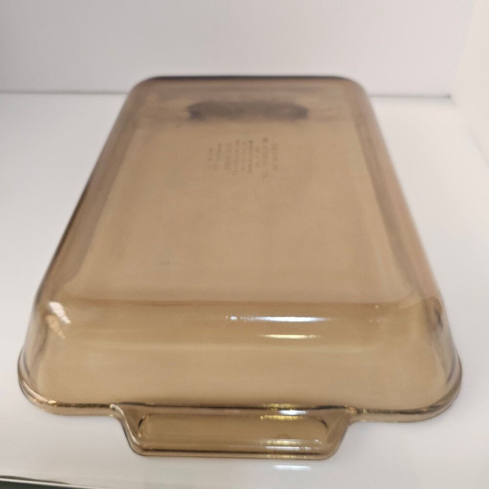 Anchor Hocking Amber Cake Pan Rectangular glass 13.5" brown dish 3qt baker kitch - Picture 4 of 7
